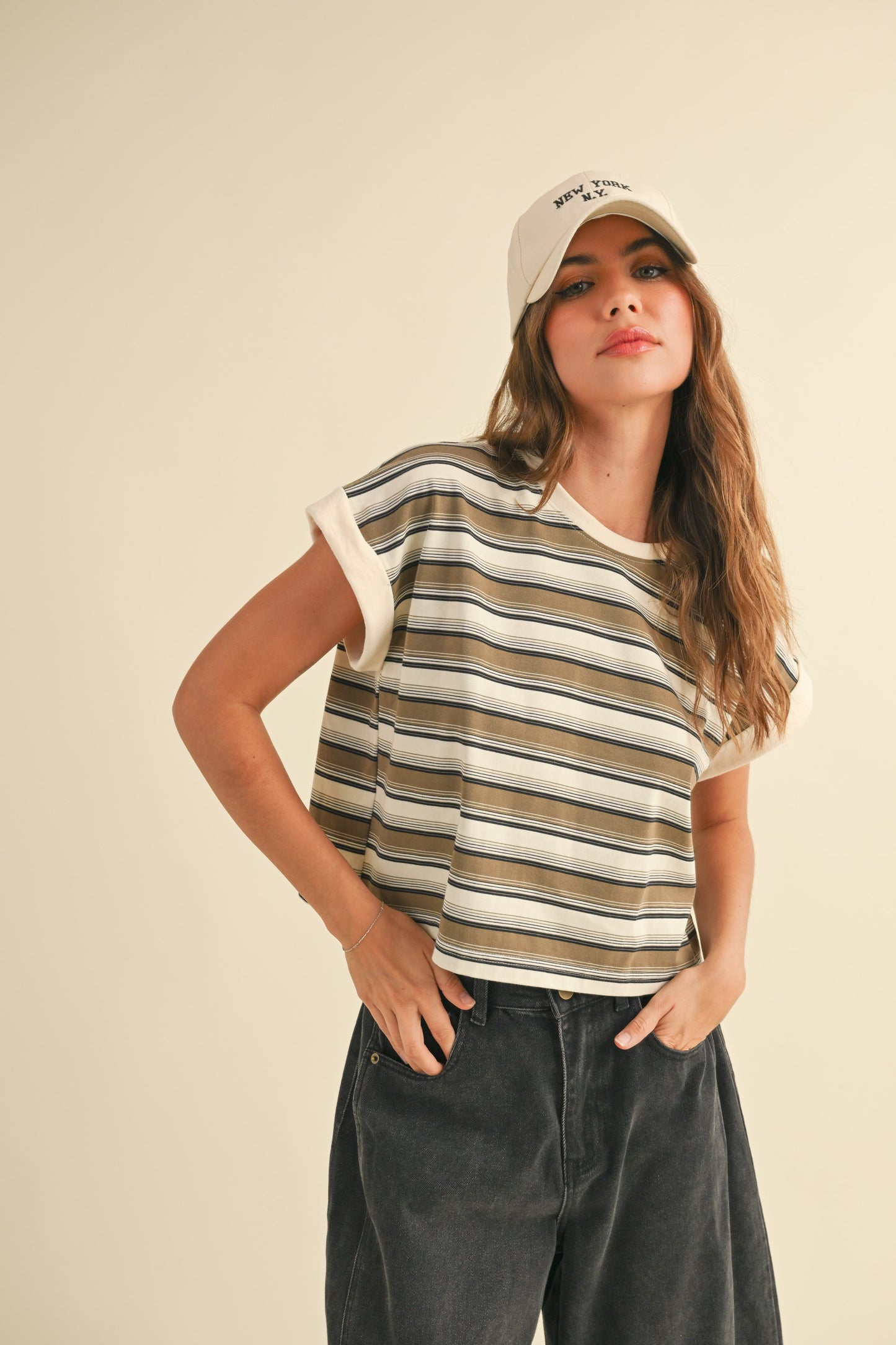 Olive Striped Crop