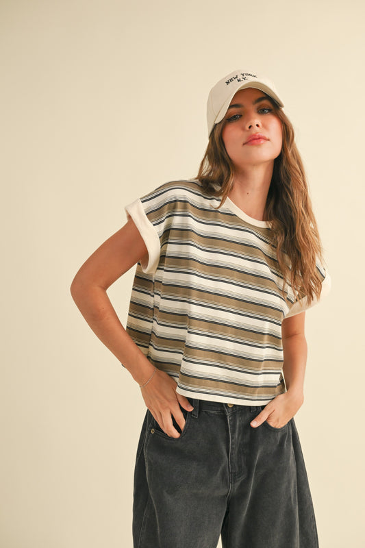 Olive Striped Crop